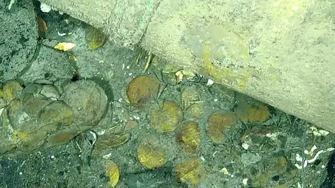 Nuevas imágenes muestran los tesoros ocultos del galeón San José Nuevas imágenes muestran los tesoros ocultos del galeón San José