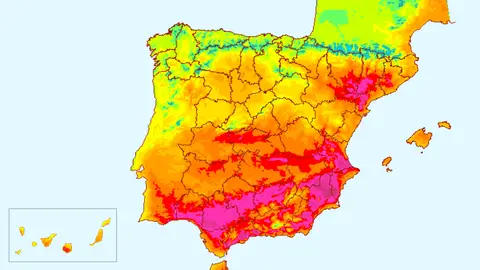 Mapa de temperaturas durante la ola de calor Mapa de temperaturas durante la ola de calor