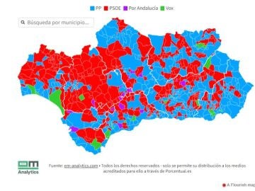 Mapa encuestas de las elecciones Andalucía 