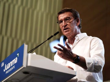 Alberto Núñez Feijóo en un acto de la campaña para las elecciones en Andalucía