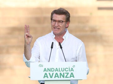 El líder del Partido Popular, Alberto Núnez Feijóo este sábado en un acto electoral. 