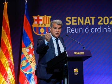 El presidente del FC Barcelona, Joan Laporta, en un acto del club