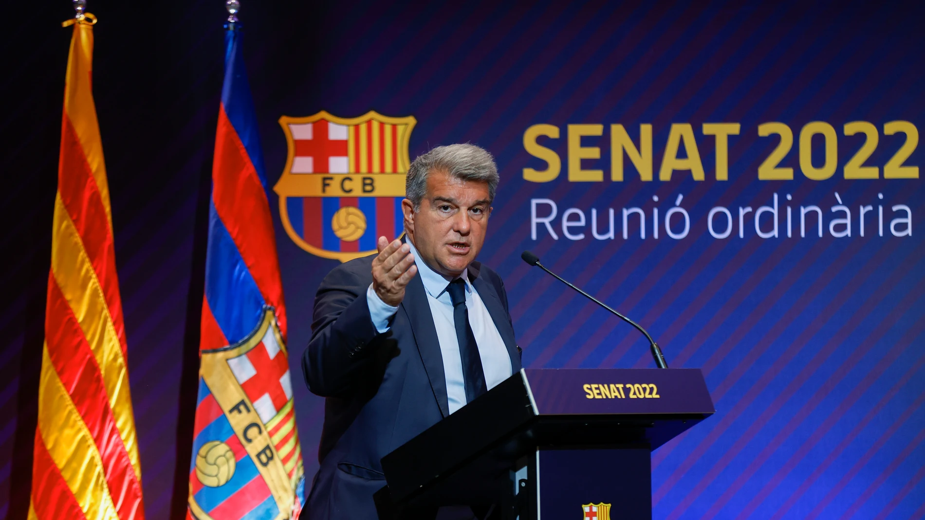 El presidente del FC Barcelona, Joan Laporta, en un acto del club