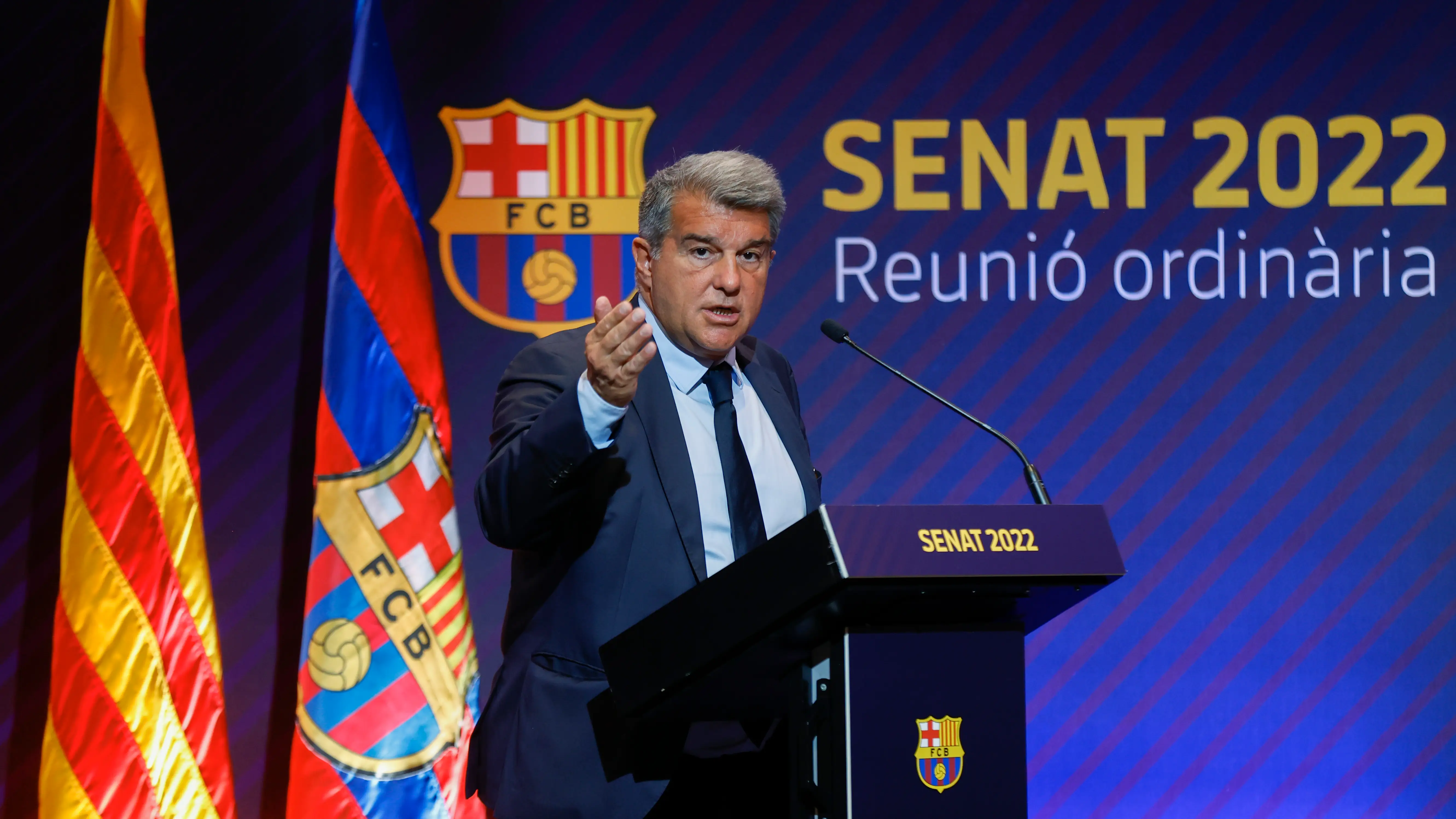 El presidente del FC Barcelona, Joan Laporta, en un acto del club