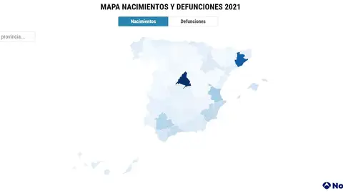 Mapa de nacimientos y defunciones Mapa de nacimientos y defunciones