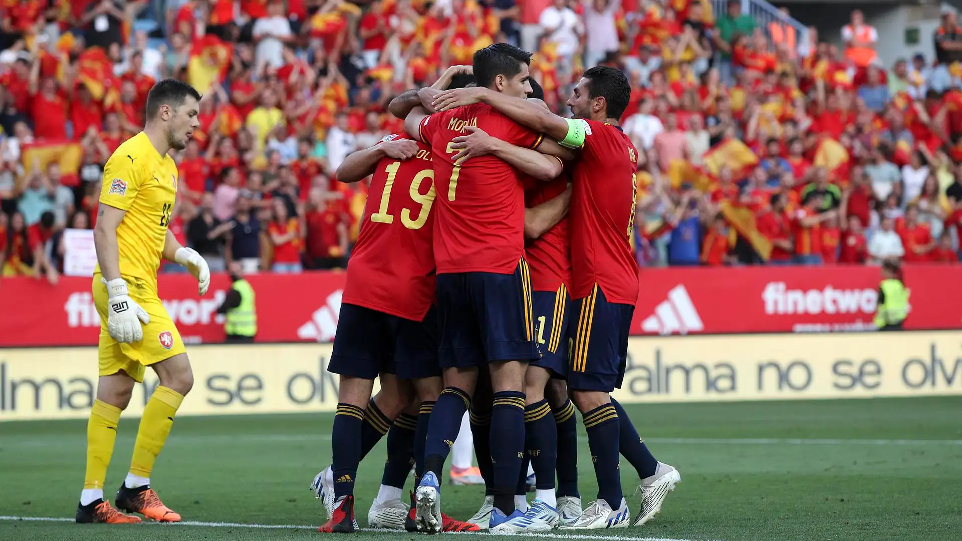 España celebra un gol en la Nations League España celebra un gol en la Nations League
