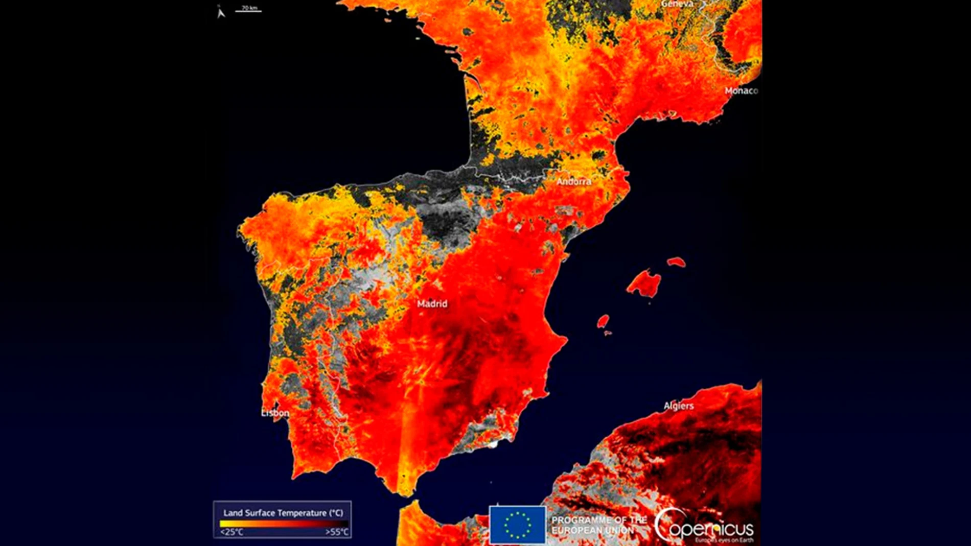 Hamburguesa Instruir Objetivo El mapa que muestra los picos de calor alcanzados en España con hasta 53  grados de temperatura del suelo