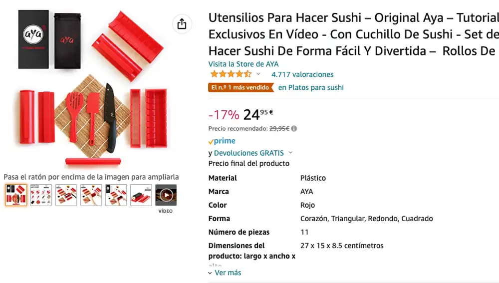 Utensilios para hacer sushi