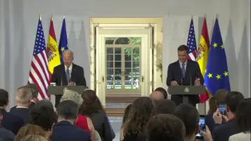 Declaración conjunta de Pedro Sánchez y Joe Biden tras su reunión previa a la Cumbre de la OTAN, en vídeo Declaración conjunta de Pedro Sánchez y Joe Biden tras su reunión previa a la Cumbre de la OTAN, en vídeo