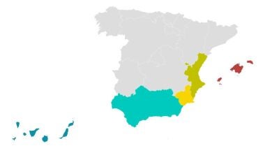 ¿Dónde habrá polvo en suspensión? Estas son las comunidades donde habrá calima y lloverá hoy