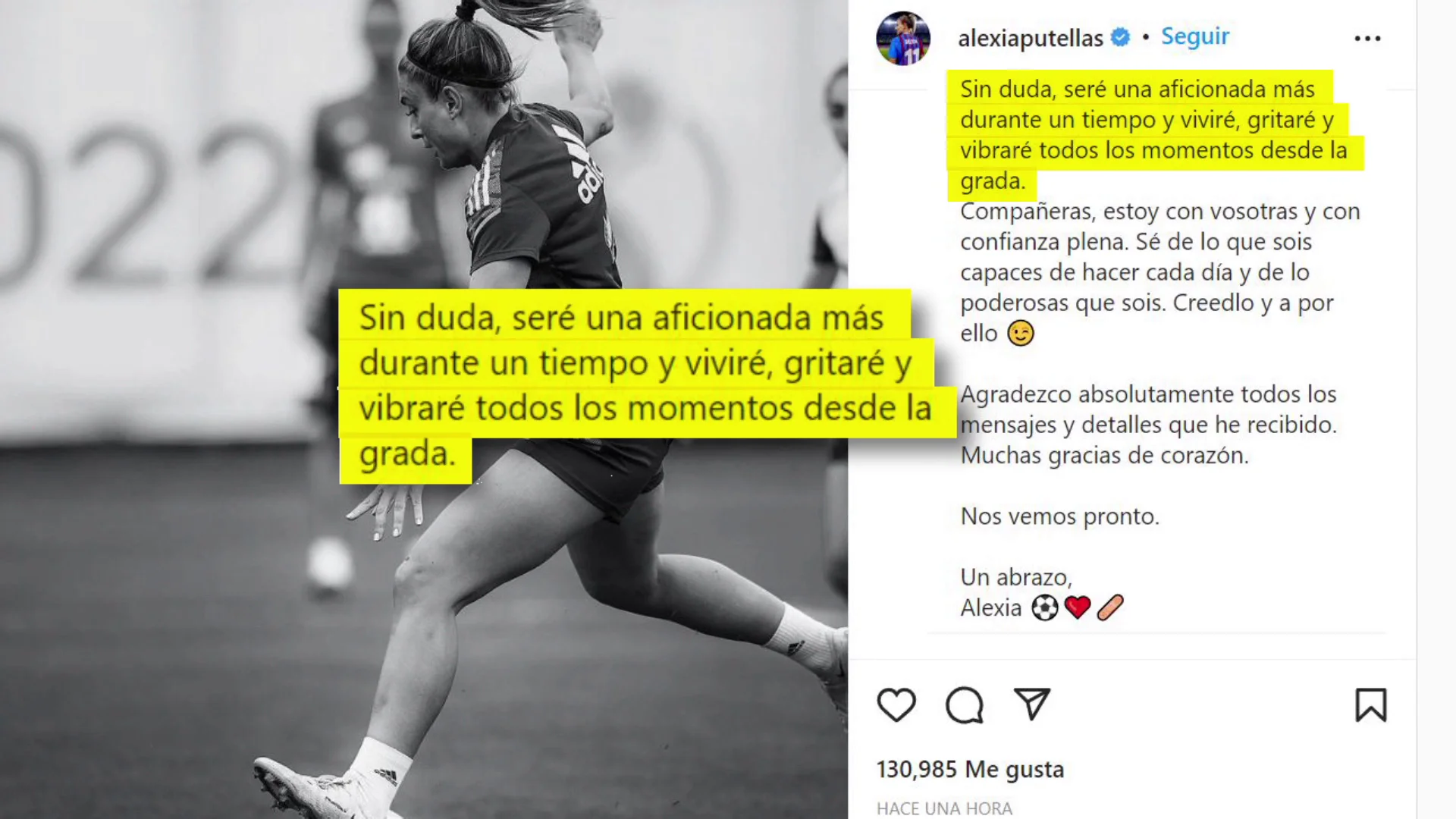 El mensaje de Alexia Putellas a sus compañeras antes de la Euro: "Estoy con vosotras" El mensaje de Alexia Putellas a sus compañeras antes de la Euro: "Estoy con vosotras"