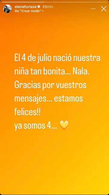 Elena Furiase ya es mamá por segunda vez Elena Furiase ya es mamá por segunda vez