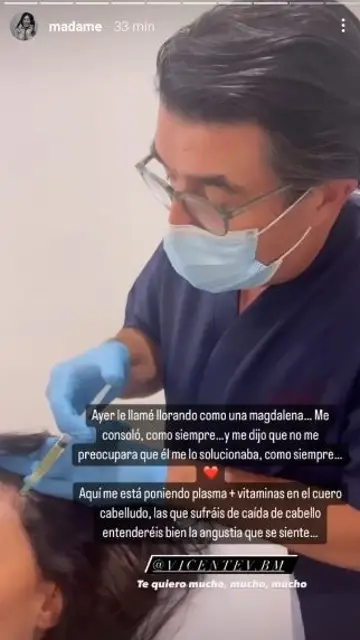 Madame de Rosa se somete a un tratamiento para acabar con la caída de pelo Madame de Rosa se somete a un tratamiento para acabar con la caída de pelo