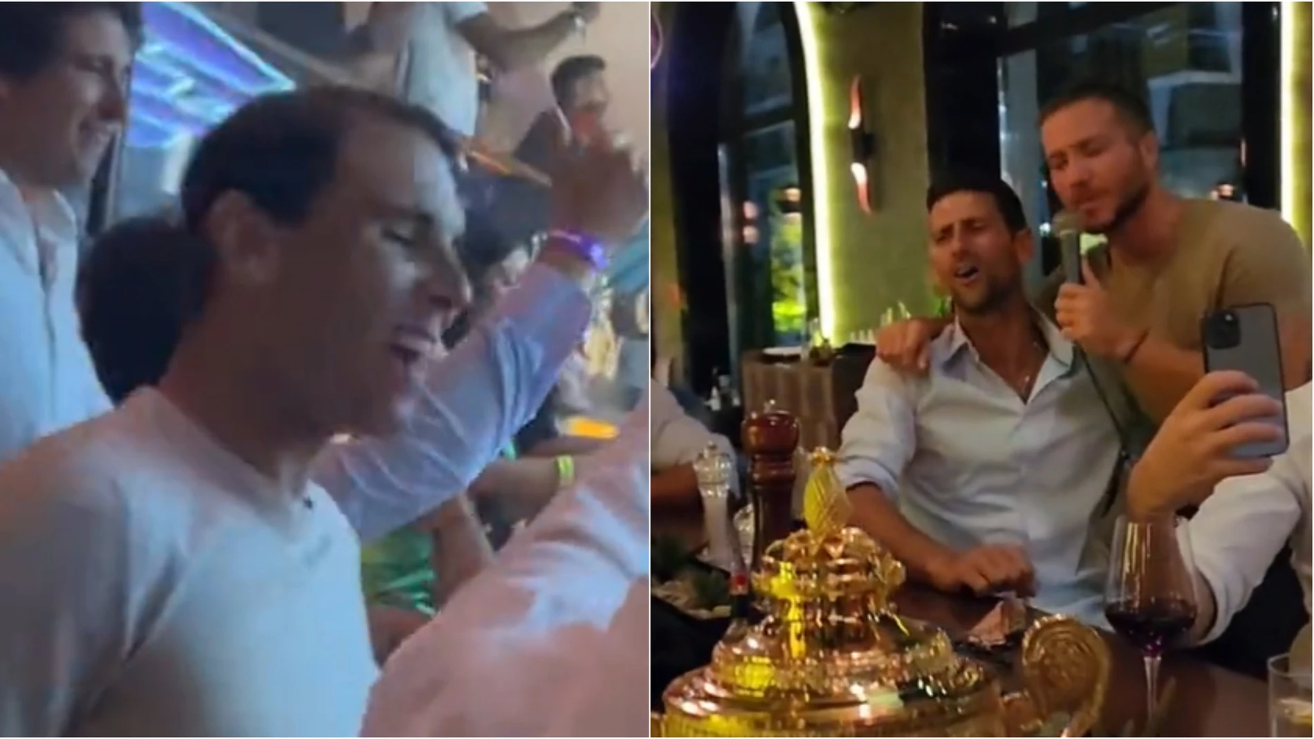 Así disfrutan Djokovic y Nadal de sus vacaciones: el serbio cantando &#39;Sting&#39; y Rafa dándolo todo con Maluma