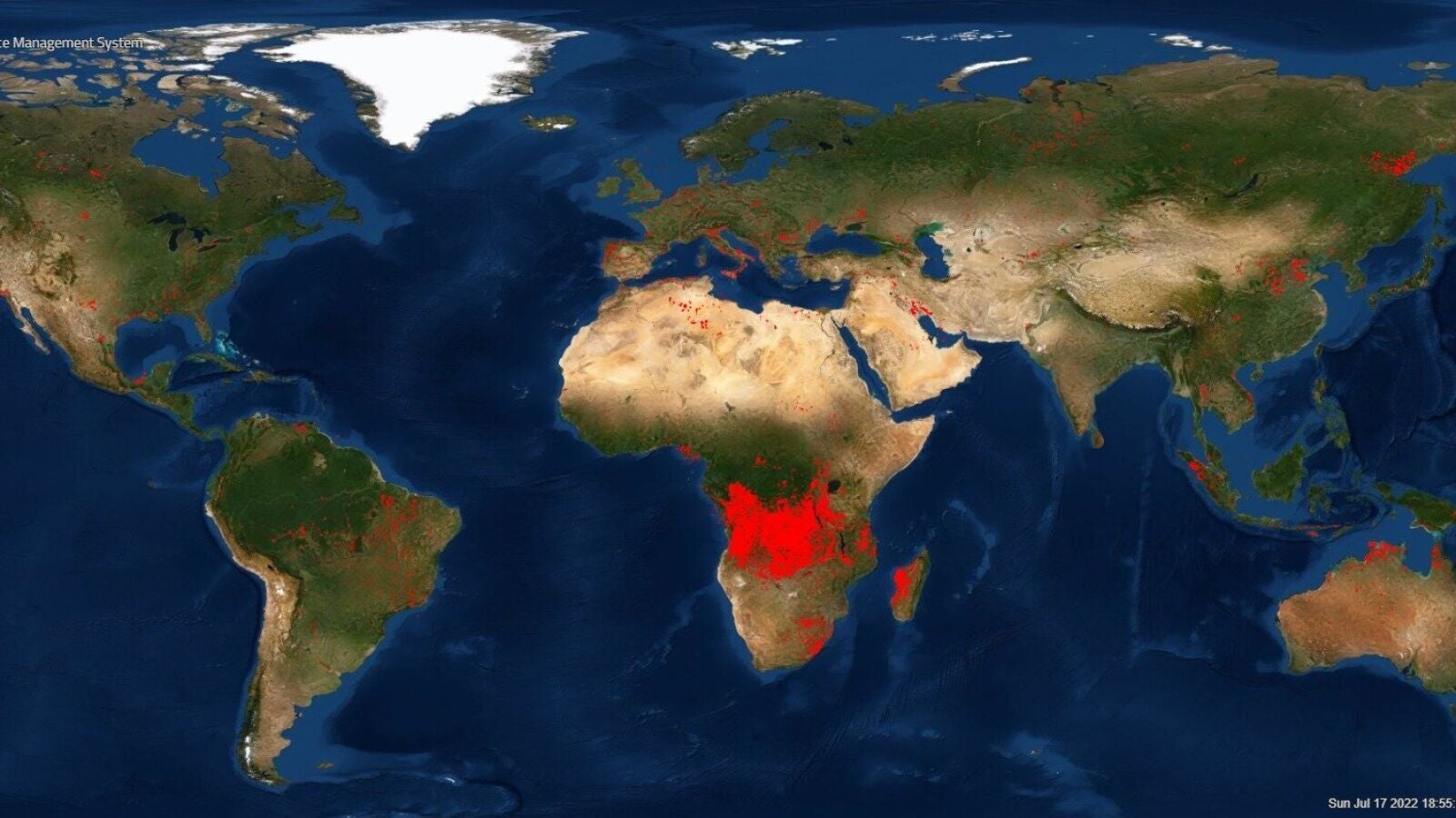 El mapa de la NASA que muestra los incendios activos en el mundo en tiempo real