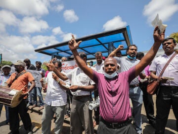 Manifestantes en Sri Lanka 