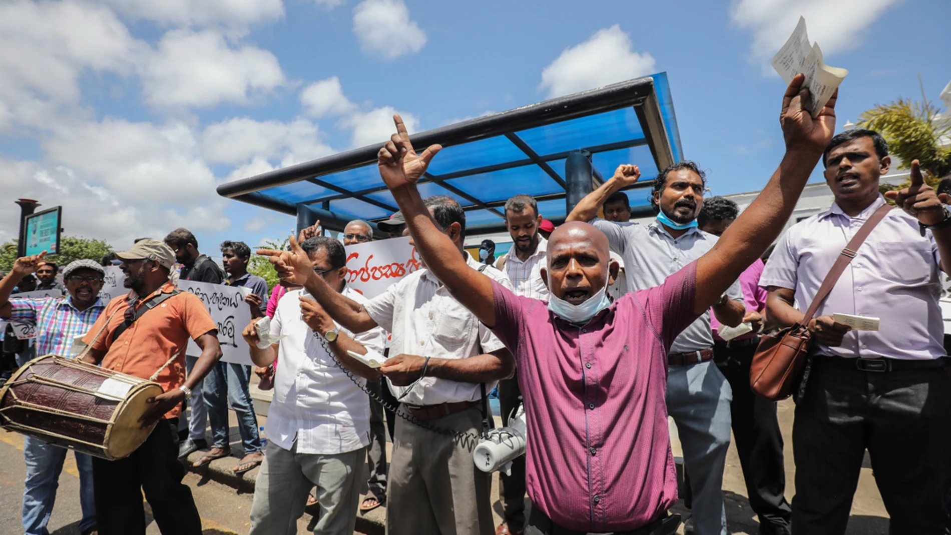 Manifestantes en Sri Lanka 
