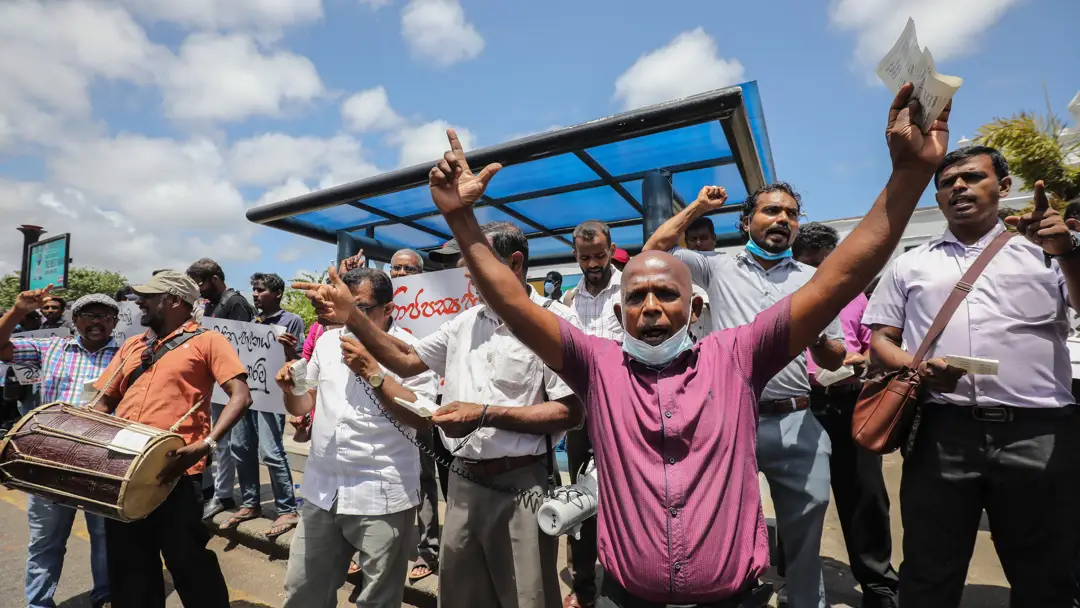 Manifestantes en Sri Lanka 