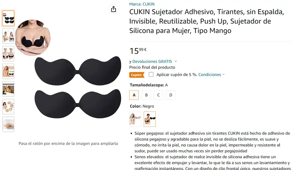Sujetador con pegatinas | Amazon