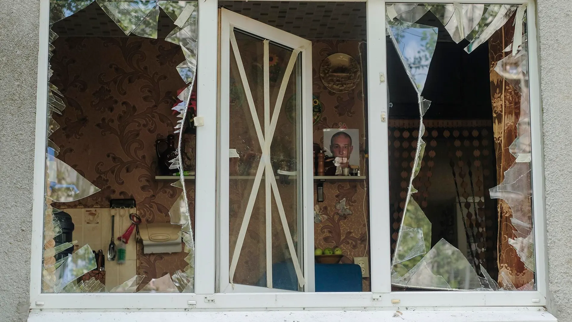Una vivienda en Kramatorsk afectada por el bombardeo