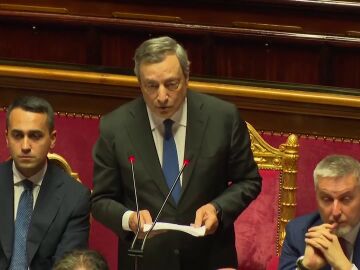 El primer ministro de Italia, Mario Draghi, interviene ante el Senado
