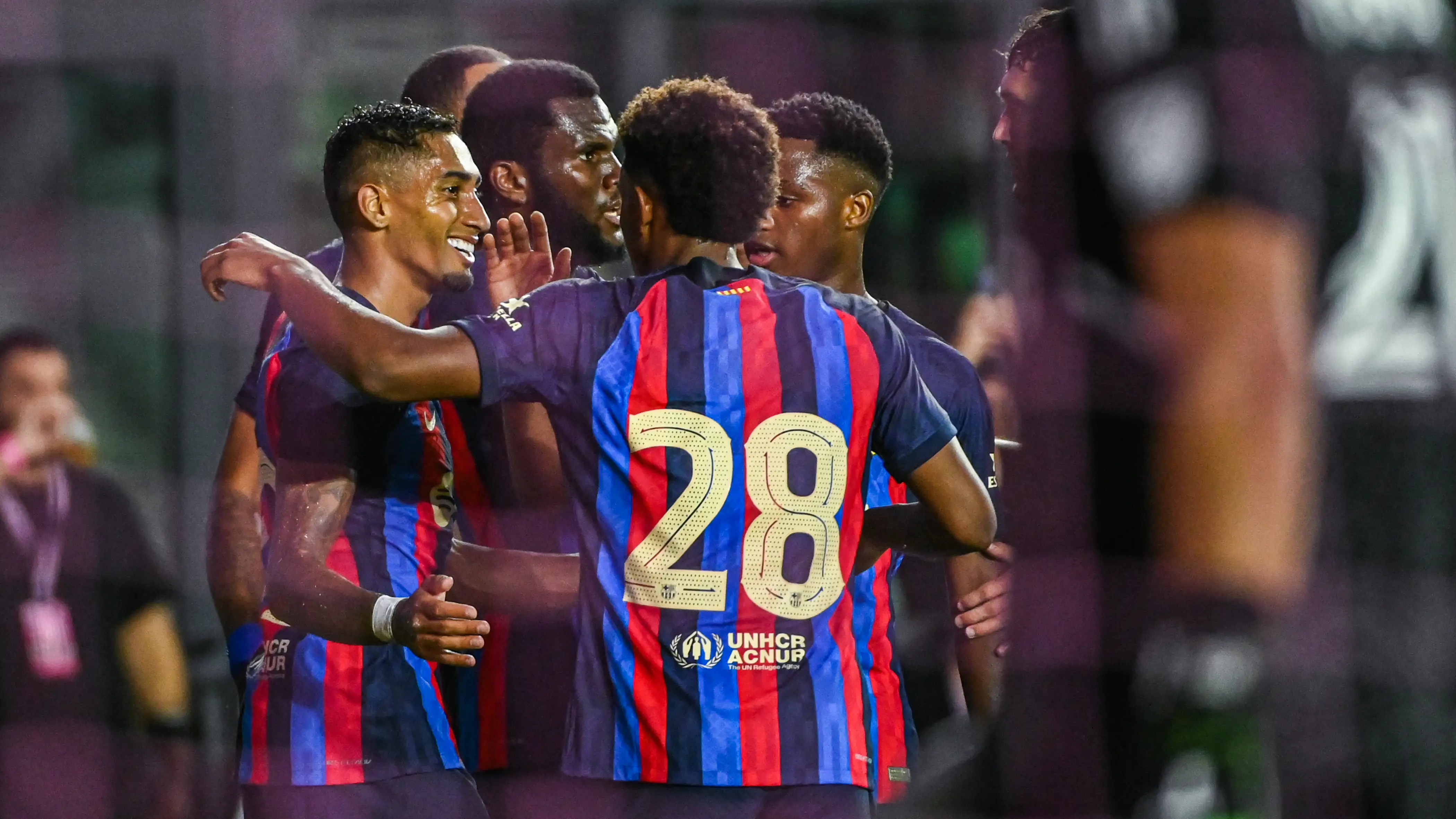 Los jugadores del Barcelona celebran un gol ante el Inter de Miami Los jugadores del Barcelona celebran un gol ante el Inter de Miami