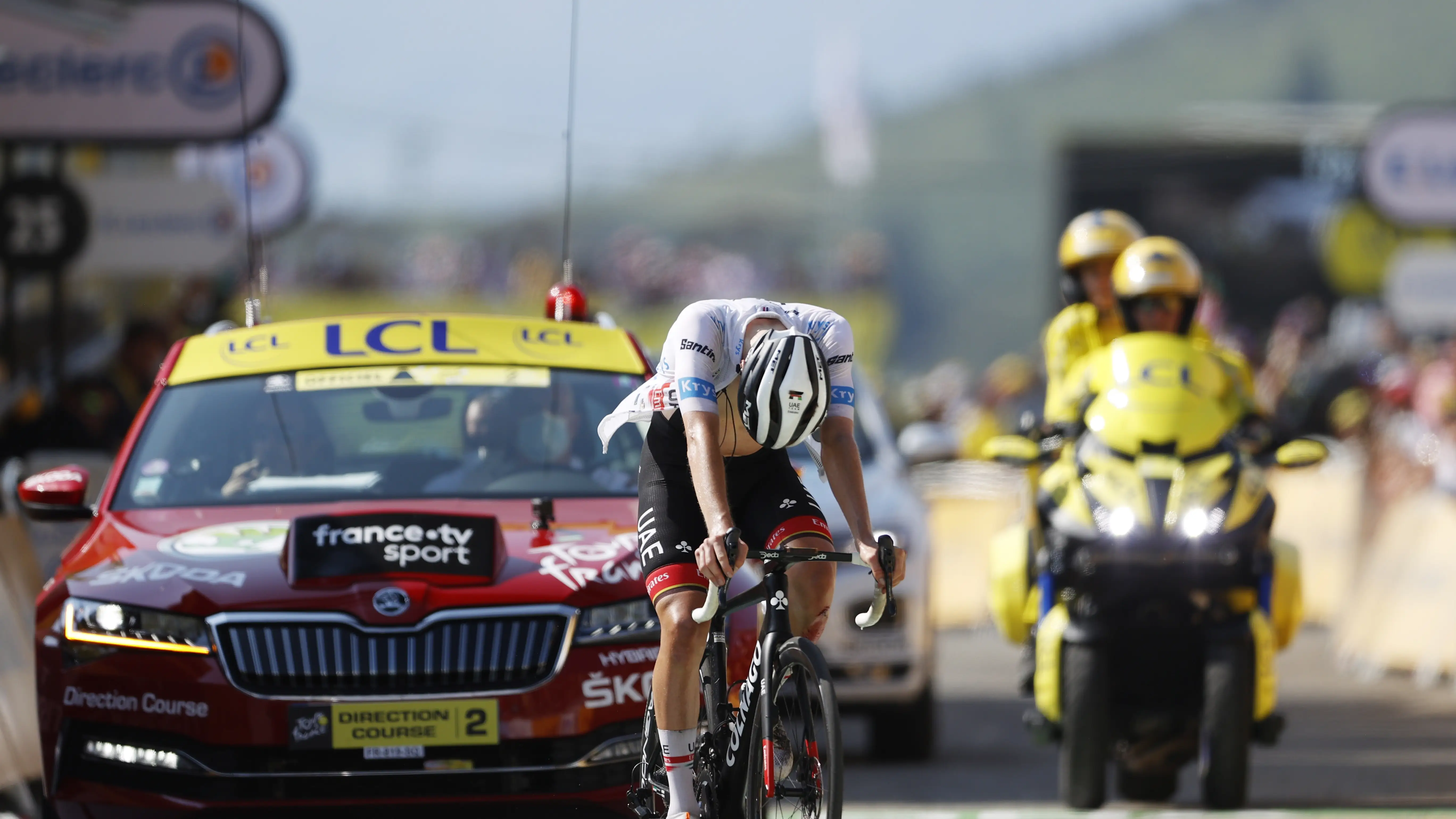 Tadej Pogacar, en su llegada a Hautacam en la 18&ordf; etapa del Tour de Francia 2022
