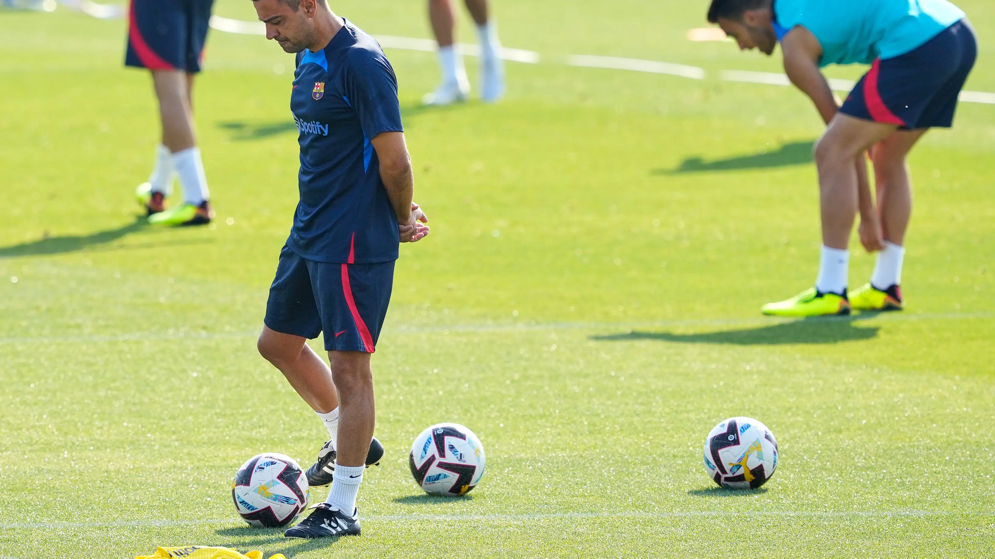 Xavi Hern&aacute;ndez, en un entrenamiento del Barcelona