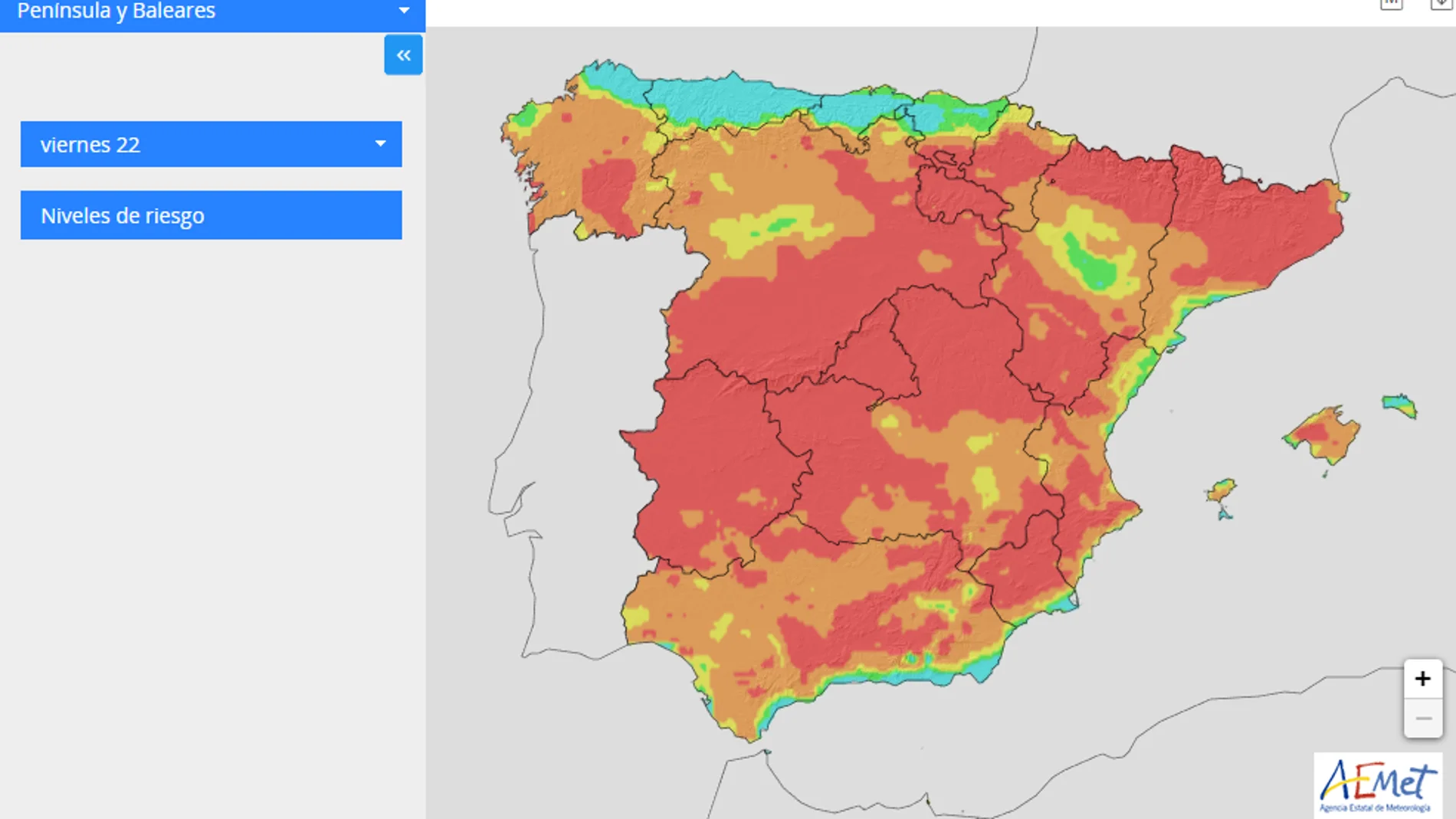 El riesgo de incendios en España