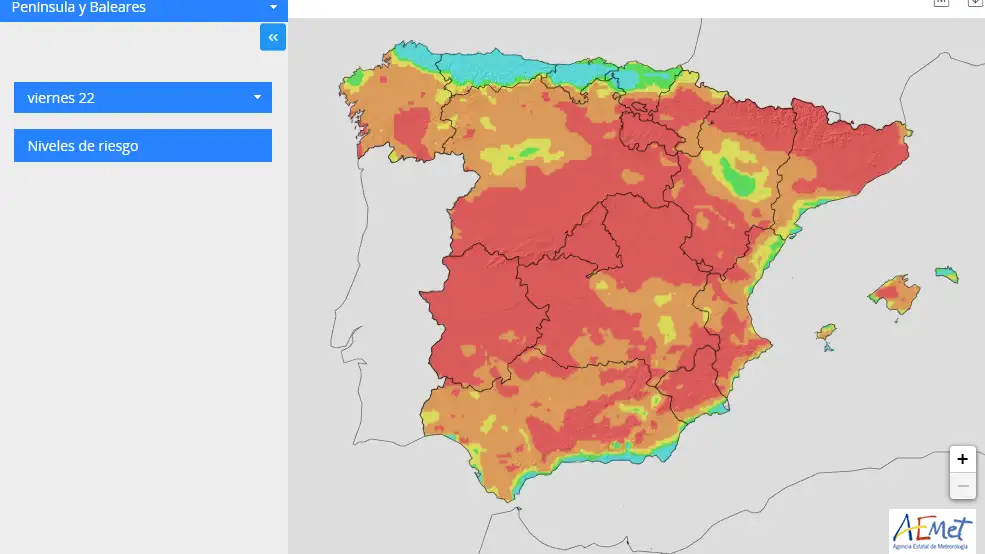 El riesgo de incendios en Espa&ntilde;a