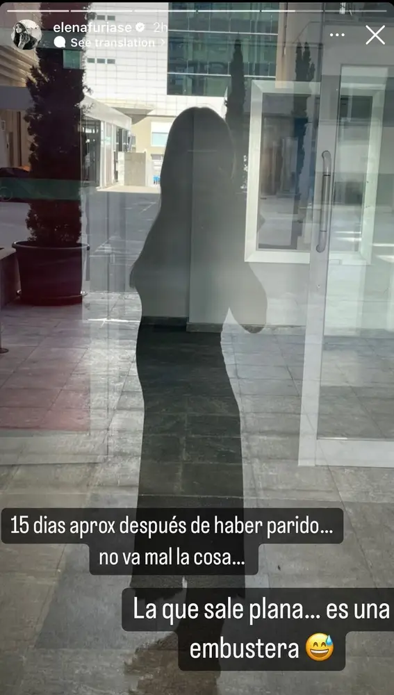 Elena Furiase tras dar a la luz