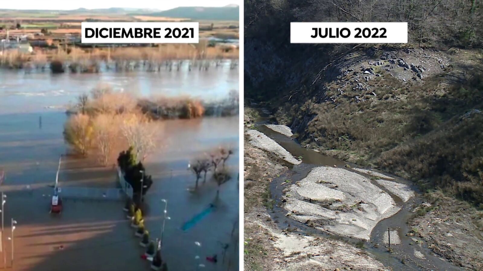 El antes y el después en el paisaje de la ribera navarra: de las inundaciones a los cortes de agua por sequía