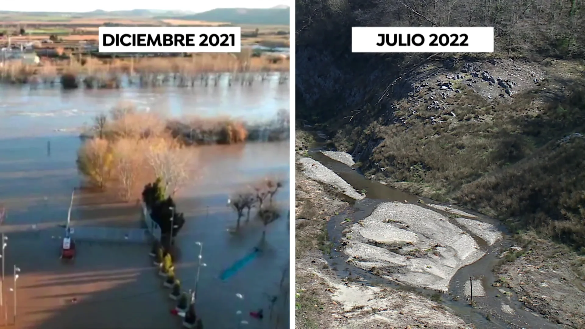 Antes y despu&eacute;s en Navarra: inundaciones y sequ&iacute;a