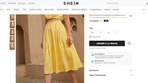 Falda midi amarilla Falda midi amarilla