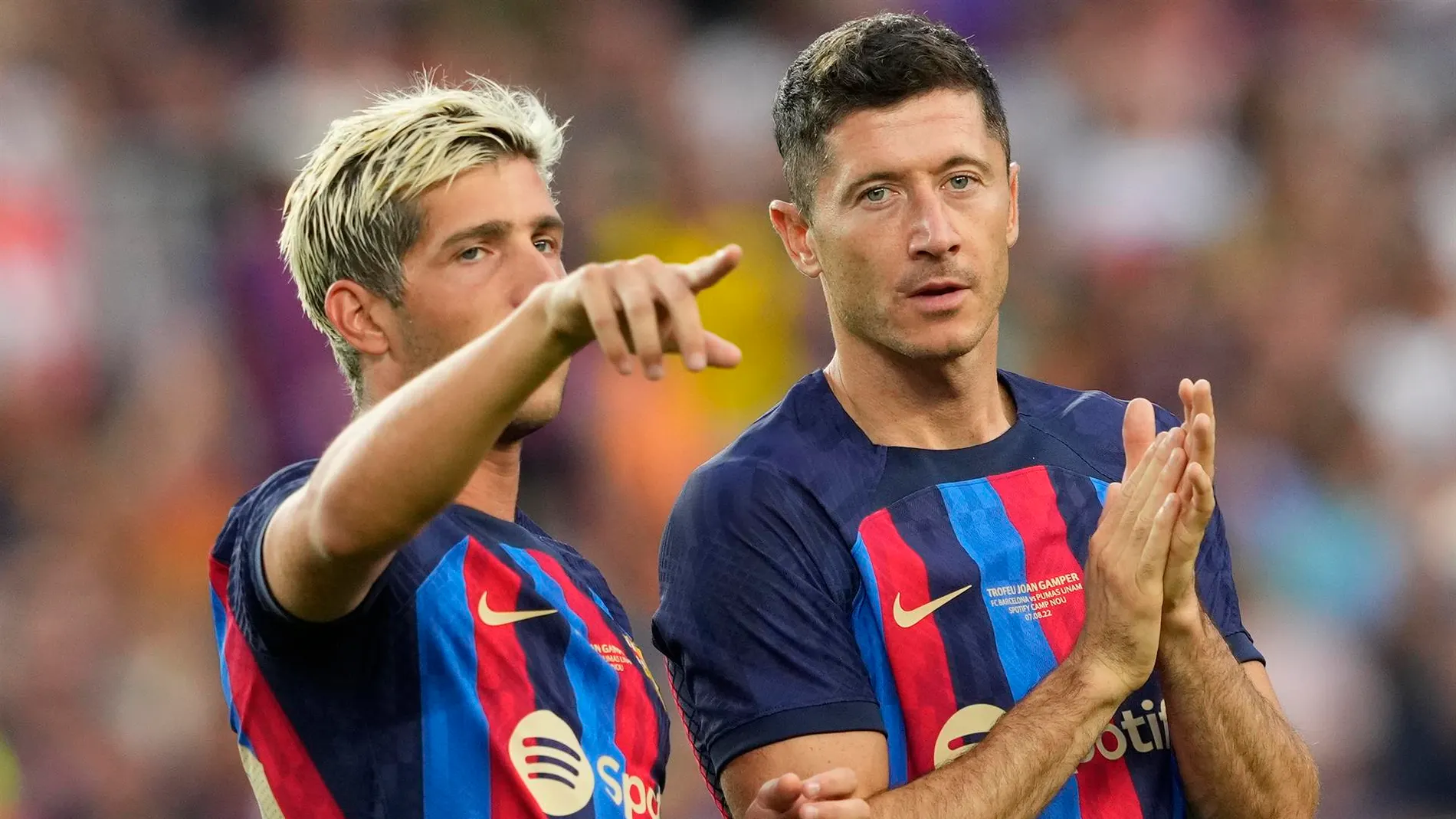 Lewandowski, junto a Sergi Roberto en el Trofeo Joan Gamper