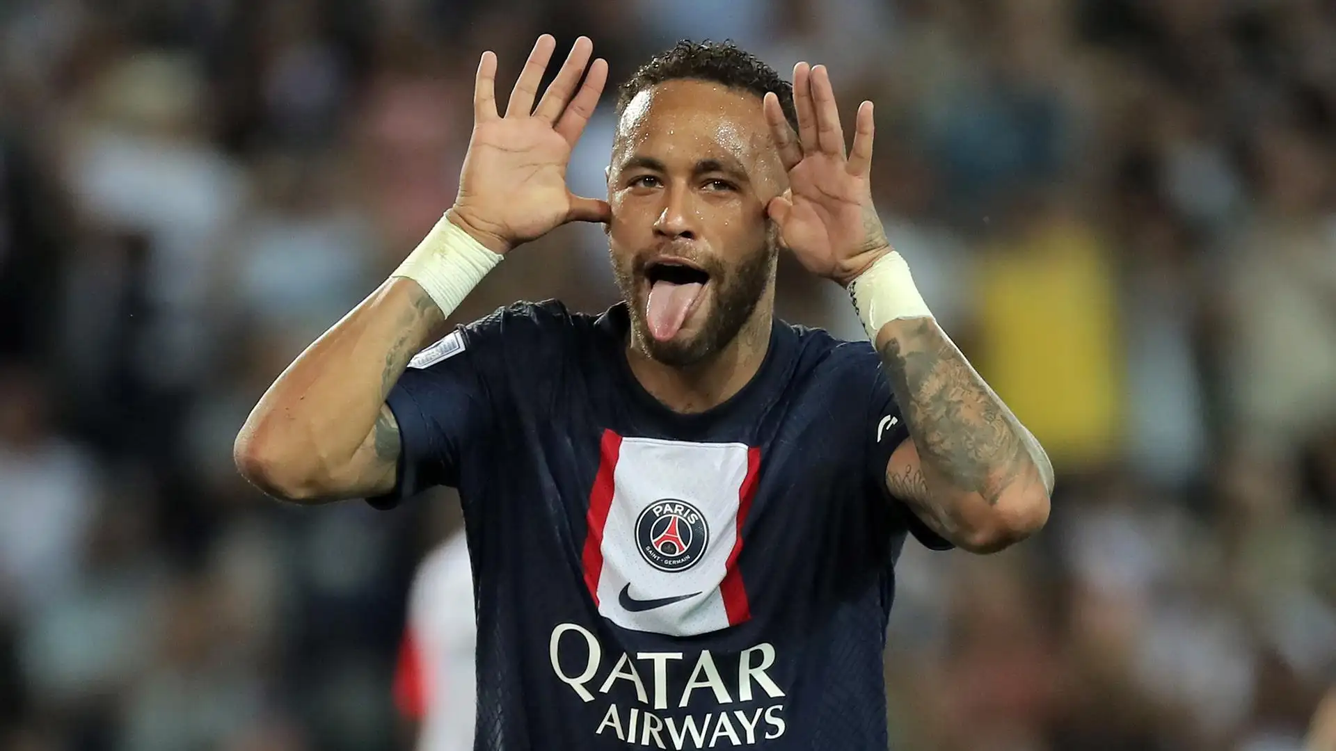 Neymar, tras marcar en el partido ante el Montpellier Neymar, tras marcar en el partido ante el Montpellier