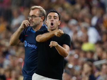 Xavi, en el debut liguero del Barcelona