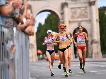 La atleta española durante la celebración de la maratón en Múnich La atleta española durante la celebración de la maratón en Múnich