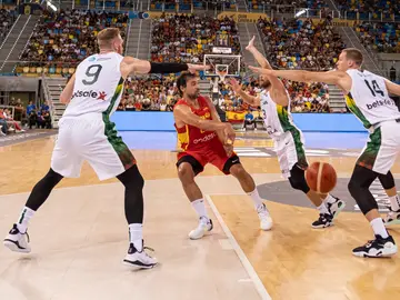Sergio Llull, durante el España-Lituania de preparación para el Eurobasket 2022 Sergio Llull, durante el España-Lituania de preparación para el Eurobasket 2022
