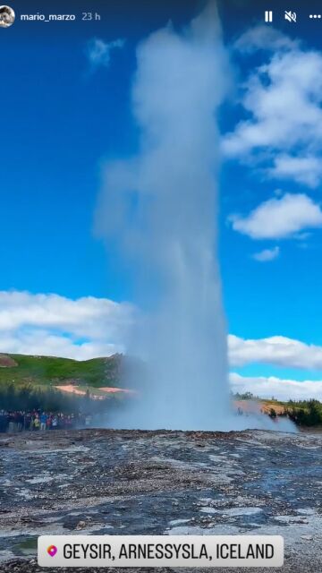 Historia de Instagram de Mario Marzo en El Gran Géiser de Islandia