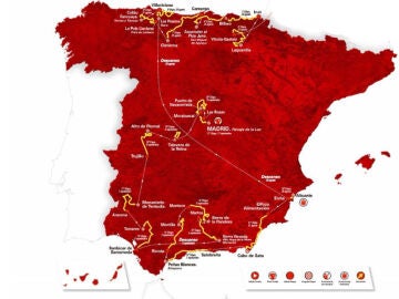 La Vuelta a España 2022 se compone de 21 etapas y cubrirá una distancia total de 3.280,5 km.
