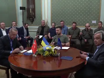 Reunión en Ucrania entre Zelenski, Erdogan y Guterres Reunión en Ucrania entre Zelenski, Erdogan y Guterres