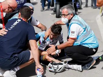 Alaphilippe se retira de la Vuelta a España tras sufrir una caída y peligra su defensa del arcoíris en Wollongong Alaphilippe se retira de la Vuelta a España tras sufrir una caída y peligra su defensa del arcoíris en Wollongong
