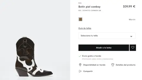 Botín cowboy de piel de Mango Botín cowboy de piel de Mango