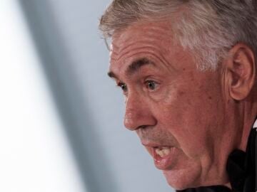 Ancelotti, en la rueda de prensa del Real Madrid