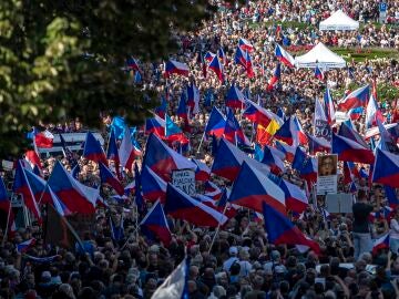 Protestas contra el gobierno checo en Praga