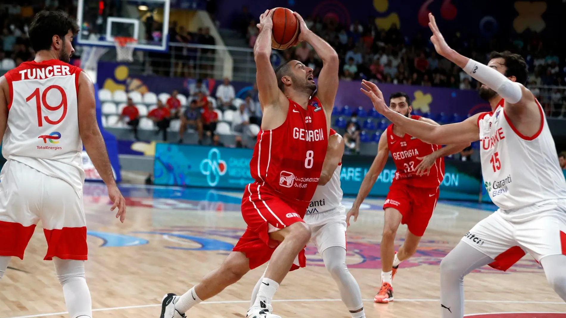 Turquía, en el partido contra Georgia en el Eurobasket