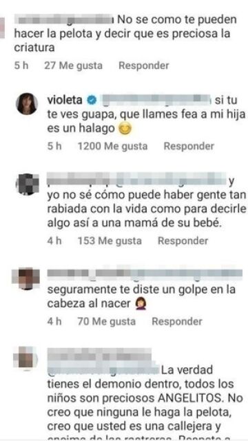 El desafortunado mensaje de una usuaria anónima a Violeta