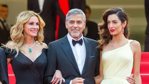 Julia Roberts, George y Amal Clooney Julia Roberts, George y Amal Clooney