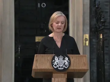 La primera ministra, Liz Truss, en su discurso tras la muerte de Isabel II La primera ministra, Liz Truss, en su discurso tras la muerte de Isabel II